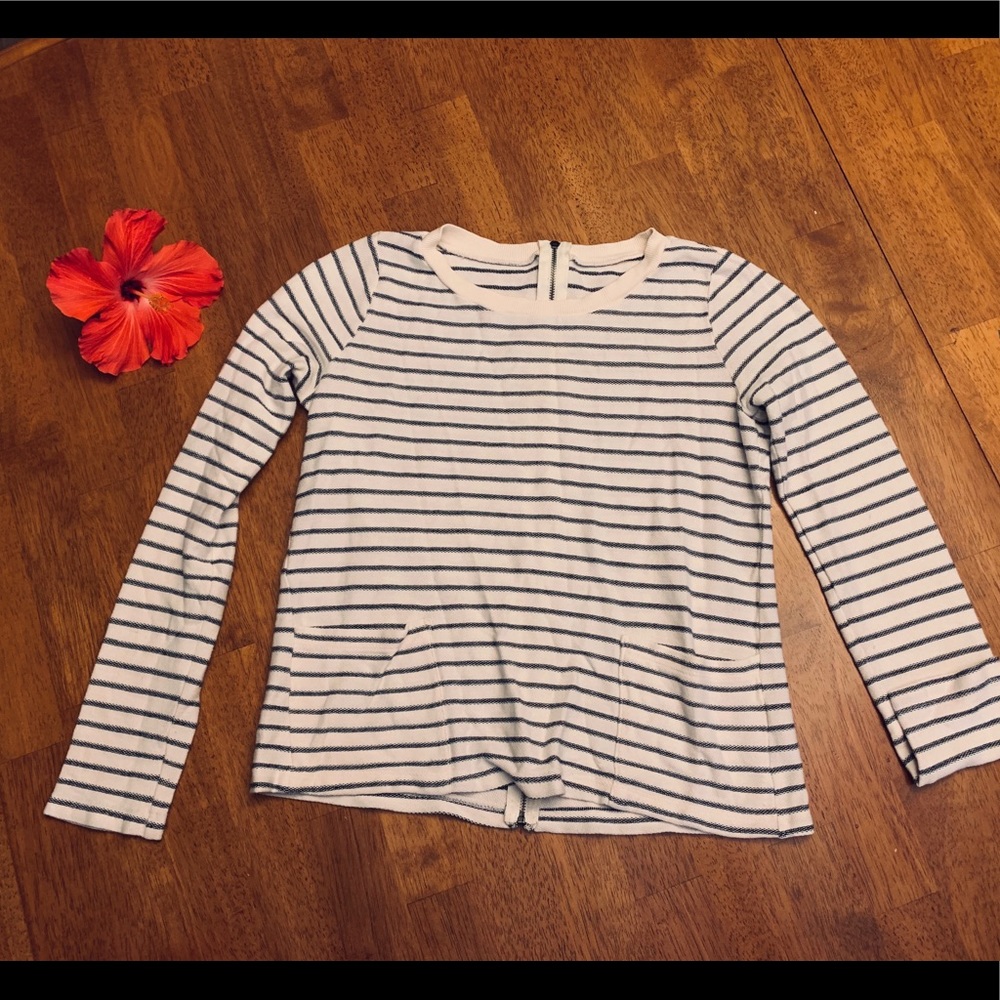 Striped sweater with front pockets